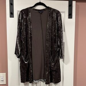 American Eagle Olive Green Velvet Kimono Cardigan